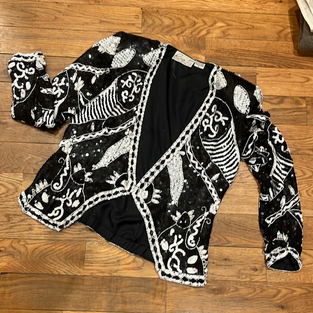 Vintage Black and White Embellished Jacket